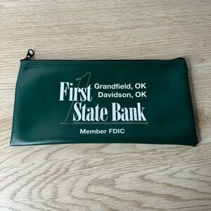 First State Bank Grandfield‎ / Davidson, Oklahoma Zipper Money Deposit Bag